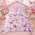 thumbnail image 1 of Homewish Colorful Butterflies 3 Pieces Queen Comforter Set For Children Kids Teens,Dreamy Princess Ultra Soft Bedding Sets,Pink Purple Bedding Comforter Set,Luxury Bedroom Decor,Reversible, 1 of 8