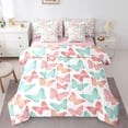 thumbnail image 1 of Homewish Colorful Butterflies 7-Piece Bedding Comforter Set For Children Kids Teens,Dreamy Princess King Bedding Sets,Pink Teal Ultra Soft Bed Sheets,Luxury Bedroom Decor,Reversible, 1 of 8