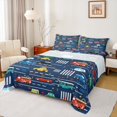 thumbnail image 1 of Homewish Colorful Cartoon Car Bed Sheets,Traffic Light King Sheets,Deepblue Red Yellow Sheet Set For Boy Kids,Luxury Bedroom Decor,4pcs, 1 of 7
