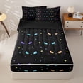 thumbnail image 1 of Homewish Colorful Cats Zipper Twin Comforter Sets with Fitted Sheet and 2 Pillowcases,Cartoon Animal Themed Zipper Bedding Set,Black,Black Reversible,4pcs, 1 of 8