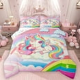 thumbnail image 1 of Homewish Colorful Cute Unicorn Bedding Comforter Set,Kawaii Rainbow Stars Pattern Twin Comforter Sets, Magic Animal Bedding Set For Girls Teens,Super Cozy Room Decor Reversible,2 Pieces, 1 of 8