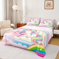 thumbnail image 1 of Homewish Colorful Cute Unicorn Queen Sheet Sets,Kawaii Rainbow Stars Pattern Flat Sheet, Magic Animal Queen Fitted Sheet For Girls Teens,Super Cozy Room Decor,4-Piece, 1 of 7