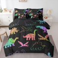 thumbnail image 1 of Homewish Colorful Dinosaur 7-Piece Twin Bedding,Cute Animals Silhouette Bedding Comforter Set,Black,Black Reversible, 1 of 8