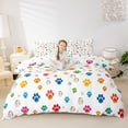 thumbnail image 1 of Homewish Colorful Dog Paws Bedding,Cartoon Animal Duvet Cover Full,White,Polkadot Reversible,3-Piece,1 Duvet Cover and 2 Pillowcases, 1 of 6