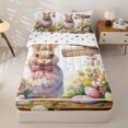 thumbnail image 1 of Homewish Colorful Easter Eggs Kids Zipper Twin Comforter Sets with Fitted Sheet and 2 Pillowcases,Rustic Farm Animal Bunny Multicolor Flowers Zipper Bedding Set For Girls,Reversible,4-Piece, 1 of 7