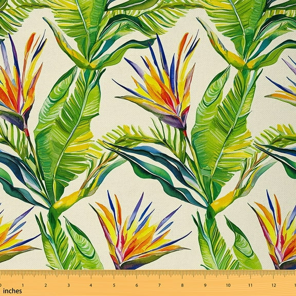 Homewish Colorful Flower Fabric by the Yard 2 Yard,Tropical Botanical Plam Room Decor Fabric by the Yard,Green Monstera Leaf Fabric for Sewing For Girls Boys Kids,Ultra Soft Home Decor
