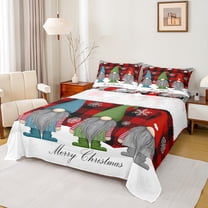 Homewish Colorful Kawaii Gnome Twin Sheet Sets.Merry Christmas Twin Fitted Sheet,Red Black Plaid Flat Sheet For Girls Teens,Breathable Home Decor,3-Piece