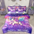 thumbnail image 1 of Homewish Colorful Lovely Unicorn 7-Piece Twin Bedding Sets,Starry Sky Bedding Comforter Set,Cartoon Rainbow Wings Sheet Sets For Girls Kids,Luxury Bedroom Decor Reversible, 1 of 9