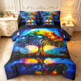 thumbnail image 1 of Homewish Colorful Nature Tree 7-Piece King Bedding,Night Starry Sky King Bed in a Bag,Navy,Black Reversible, 1 of 8