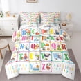 thumbnail image 1 of Homewish Colorful Personalized Initial Letter 7 Pieces Bedding Comforter Set for Kids,Kawaii Animal Full Bedding Set Lightweight,Geometric Plaid Fitted Sheet Flat Sheet,Lightweight Room Decor, 1 of 8