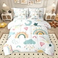 thumbnail image 1 of Homewish Colorful Rainbow 7-Piece Bedding Comforter Set,Fairy Tale Theme King Bedding Sets,Cartoon Clouds Loves Bed Sheets For Girls,Luxury Bedroom Decor Reversible, 1 of 8
