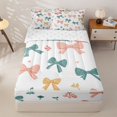 thumbnail image 1 of Homewish Colorful Ribbon Bow Kids Zipper Twin Comforter Sets with Fitted Sheet and 2 Pillowcases,Watercolor Cute Bowknot Zipper Bedding Set For Girls,Reversible,4-Piece, 1 of 7