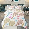 thumbnail image 1 of Homewish Colorful Tennis Racket Full Size Comforter Sets,Cartoon Heart Pattern Bedding Comforter Set,Girl Sport Bedding Sets For Kids,Breathable Home Decor Reversible,3pcs, 1 of 8