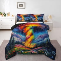 Homewish Colorful Tornado Bedding Comforter Set 2pcs for Boys Girls,Gradient Starry Sky Twin Comforter Sets Microfiber,Chic Flowers Jungle Breathable Bedding Set,Luxury Bedroom Decor,Reversible