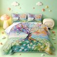 thumbnail image 1 of Homewish Colorful Tree Of Life Quilt Full,Daisy Floral Plant Full Bedspread Sets,Green,Colorful Stars Reversible,3pcs, 1 of 7