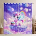thumbnail image 1 of Homewish Colorful Unicorn Black Out Curtains,Cute Cartoon Animal Curtains Pack of 2 (42x63 Each),Dreamy Fairy Tale Bedroom Curtains For Girls,Microfiber Bedroom Decor, 1 of 6