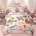 thumbnail image 1 of Homewish Colorful Wild Birds 7-Piece Bedding Comforter Set,Pink Sakura King Bedding Sets,Cardinal Bird Bed Sheets For Kids,Breathable Home Decor Reversible, 1 of 8