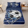 thumbnail image 1 of Homewish Comic Soccer Goal Net Zipper Twin Comforter Sets with Fitted Sheet and 2 Pillowcases, Sport Zipper Bedding Set for Boys and Girls, Navy Reversible, 4-Piece, 1 of 6