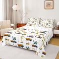 thumbnail image 1 of Homewish Construction Vehicle Excavator Twin Sheet Sets,Crane Bulldozer Truck Twin Fitted Sheet,White Blue Yellow Flat Sheet For Teens Kid,Luxury Bedroom Decor,3pcs, 1 of 7