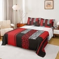 thumbnail image 1 of Homewish Contemporary Geometric Stripe Full Size Sheets,Chic Geometric Striped Bed Sheets,Red White Black Sheet Sets For Boys Teens,Breathable Home Decor,4 Pieces, 1 of 7
