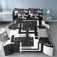 thumbnail image 1 of Homewish Contemporary Grid Queen Bedding, Black White Gray Bedding Comforter Set Queen, Black Reversible, 7pcs, 1 of 7