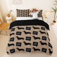 thumbnail image 1 of Homewish Cool Dachshund Dog Duvet Cover Queen,Woof Print Queen Bedding,Black,Black Reversible,3pcs,1 Duvet Cover and 2 Pillowcases, 1 of 6