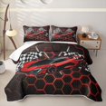 thumbnail image 1 of Homewish Cool Race Car Bed Spread Queen For Kids Boys,Gradient Red Honeycomb Queen Coverlet Set,3-Piece, 1 of 7