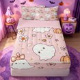 thumbnail image 1 of Homewish Coquette Cute Halloween Ghost Zipper Full Size Comforter Sets with Fitted Sheet and 2 Pillowcases,Bow Daisy Pumpkin Print Zipper Bedding Set,Blush Pink White,Pink Reversible,4pcs, 1 of 7