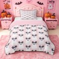 thumbnail image 1 of Homewish Coquette Ghost Bat Bow Twin Comforter Sets for Girls, Halloween Skull Wing Ribbon Bedding Set, Pink Reversible, 2pcs, 1 Comforter and 1 Pillowcase, 1 of 6