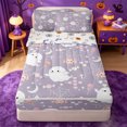 thumbnail image 1 of Homewish Coquette Kawaii Halloween Ghost Zipper Full Size Comforter Sets with Fitted Sheet and 2 Pillowcases,Spider Web Heart Candy Print Zipper Bedding Set,Light Lavender,Halloween Reversible,4pcs, 1 of 7