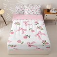 thumbnail image 1 of Homewish Coquette Pink Bowknot Zipper Full Size Comforter Sets with Fitted Sheet and 2 Pillowcases,Pink Blossom Flowers Zipper Bedding Set For Kids Girls,Pink Reversible,4-Piece, 1 of 7