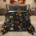 thumbnail image 1 of Homewish Country Floral Queen Comforter Set,Rustic Plant Bedding Sets,Yellow Black Bedding Comforter Set For Girls Kids,Breathable Home Decor Reversible,3-Piece, 1 of 8