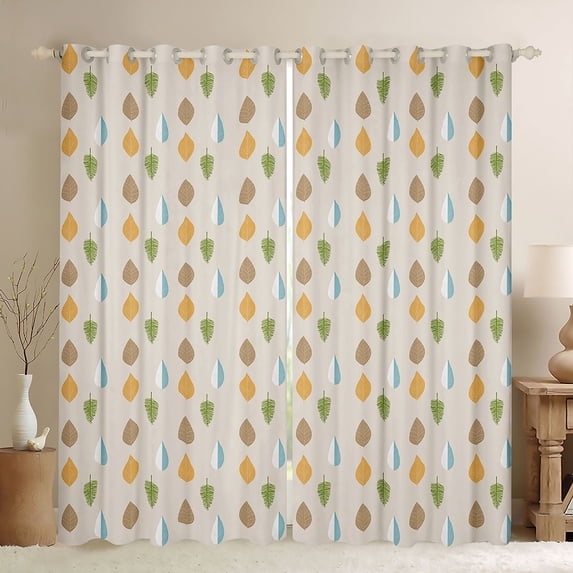 Homewish Country Leaves Black Out Curtains,Plam Leaf Curtains Pack of 2 (42x63 Each),Boho Bohemain Bedroom Curtains For Men Women,Microfiber Bedroom Decor