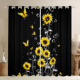 thumbnail image 1 of Homewish Country Sunflower Flower Black Out Curtains,Cute Cartoon Butterfly Curtains Pack of 2 (42x63 Each),Yellow Black Bedroom Curtains For Girls Kids,Breathable Home Decor, 1 of 6