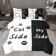 thumbnail image 1 of Homewish Couple Valentine's Day Bedding Comforter Set 7pcs, Cat Side and My Side Queen Bedding Sets, Black White Fashion Splicing Queen Sheet Sets, Ultra Soft Bedroom Decor, 1 of 7