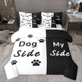 thumbnail image 1 of Homewish Couple Valentine's Day Bedding Comforter Set 7pcs, Dog Side and My Side King Bedding Sets, Black White Fashion Splicing Bed Sheets, Luxury Bedroom Decor, 1 of 7