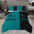 thumbnail image 1 of Homewish Couple Valentine's Day Queen Comforter Set, Her Side and His Side Bedding Sets, Black Blue Fashion Splicing Reversible Bedding Comforter Set, Luxury Bedroom Decor, 3 Pieces, 1 of 8