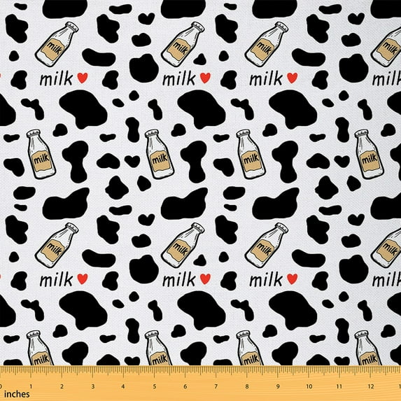 Homewish Cow Print Fabric by the Yard 2 Yard,Farm Animal Room Decor Fabric by the Yard,Cattle Milk Fabric for Sewing For Teens,Luxury Bedroom Decor