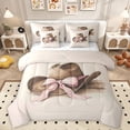 thumbnail image 1 of Homewish Cowboy Cowgirl Hat 7pcs Bedding Comforter Set,Cute Bowtie Ribbon Queen Bedding Sets,Pink Brown Queen Sheet Sets For Girls Boys,Super Cozy Room Decor Reversible, 1 of 8