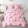 thumbnail image 1 of Homewish Cowgirl Cowboy Boot Bedding Comforter Set 7 Pieces for Girl, Cartoon Stars Print Full Bedding Set, Rustic Hunting Reversible Fitted Sheet Flat Sheet, Lightweight Room Decor, 1 of 7