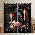 thumbnail image 1 of Homewish Crow Skull Pattern Curtains Pack of 2 (42x84 Each),Gothic Theme Curtains Blackout,Pink Flower Floral Bedroom Curtains For Men Women,Ultra Soft Home Decor, 1 of 6
