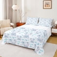 thumbnail image 1 of Homewish Cute Aniaml Elephant Full Size Sheets,Cartoon Loves Pattern Bed Sheets,White Blue Sheet Sets For Kids,Breathable Home Decor,4 Pieces, 1 of 7