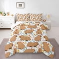 thumbnail image 1 of Homewish Cute Animal Floral Capybara 2pcs Bedding Comforter Set for Children Teens Boys,Cartoon Wildlife Twin Comforter Sets,Black Brown Breathable Bedding Set,Breathable Home Decor,Reversible, 1 of 8