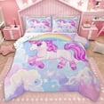 thumbnail image 1 of Homewish Cute Animal Unicorn Bedding Comforter Set 2pcs for Kids Child Girls,Dreamy Princess Twin Comforter Sets Microfiber,Cartoon Rainbow Breathable Bedding Set,Breathable Home Decor,Reversible, 1 of 8