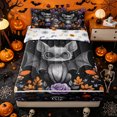 thumbnail image 1 of Homewish Cute Bat Wreath Zipper Twin Comforter Sets with Fitted Sheet and 2 Pillowcases for Kids, Rose Pumpkin Maple Leaf Zipper Bedding Set, Halloween Reversible, 4 Pieces, 1 of 6