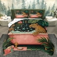 thumbnail image 1 of Homewish Cute Bathing Cheetah Bedding Comforter Set for Kids, Kawaii Cartoon Leopard Twin Comforter Sets, Palm Plant Botanical Reversible Bedding Set, Luxury Bedroom Decor, 2 Pieces, 1 of 8