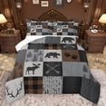 thumbnail image 1 of Homewish Cute Bear Paws Bedding Comforter Set,Jungle Wildlife Moose Twin Comforter Sets,Brown Black Bedding Set For Kids,Microfiber Bedroom Decor Reversible,2pcs, 1 of 8