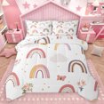 thumbnail image 1 of Homewish Cute Boho Rainbow Bedding Comforter Set,Kawaii Butterflies Twin Comforter Sets,Pink Flower Rustic Floral Bedding Set For Princess,Ultra Soft Home Decor Reversible,2pcs, 1 of 8