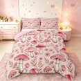 thumbnail image 1 of Homewish Cute Botanical Mushrooms Full Size Comforter Sets,Romantic Flowers Bedding Comforter Set,Pink,Pink Reversible,3pcs,1 Comforter and 2 Pillowcases, 1 of 7