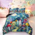 thumbnail image 1 of Homewish Cute Botanical Mushrooms Queen Comforter Set,Moon Stars Butterfly Comforter Sets Queen,Blue,Black Reversible,3 Pieces,1 Comforter and 2 Pillowcases, 1 of 7